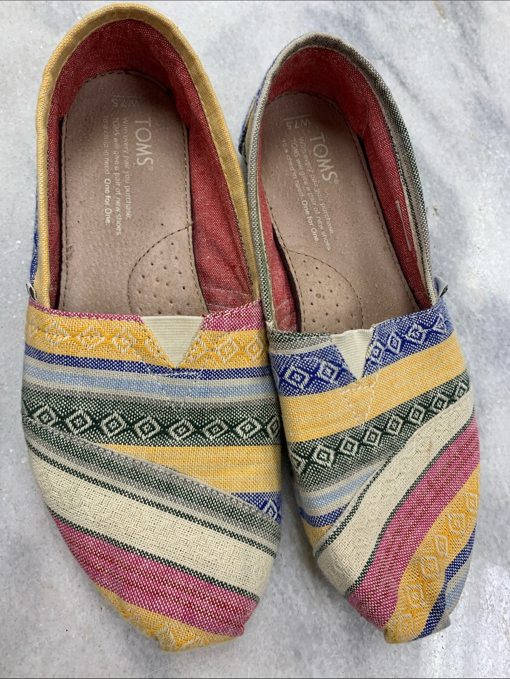 Lot of Toms Slip-On Trio — Chartreuse Green, Multi-Stripe, Silver Sequin 7.5 - Picture 2 of 7